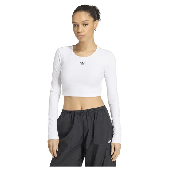 Adidas Γυναικεία μακρυμάνικη μπλούζα Essentials Rib Cropped Long-Sleeve Top